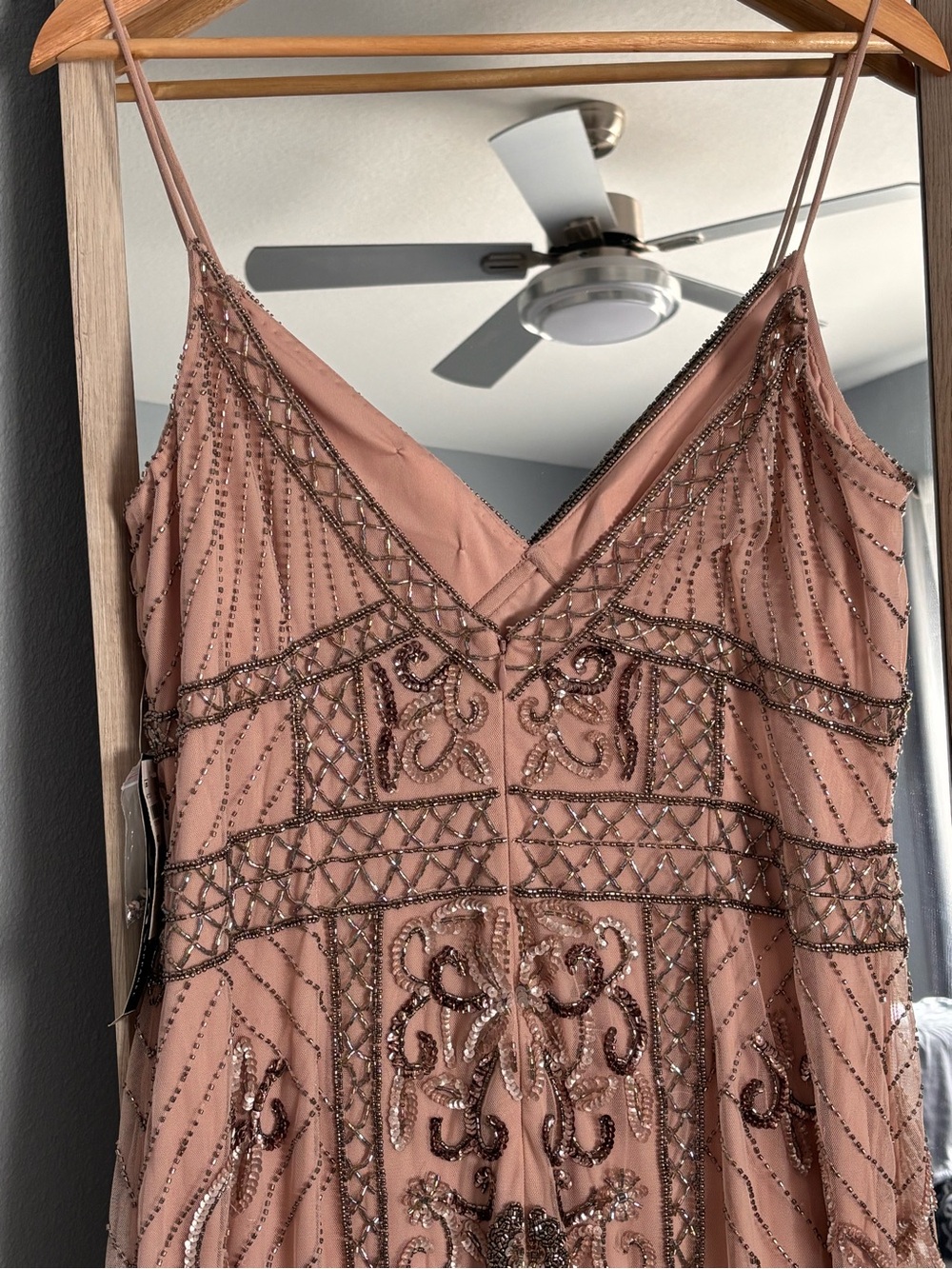 Macy's Blush Pink Beaded Embellished Maxi Dress - Picture 7 of 10